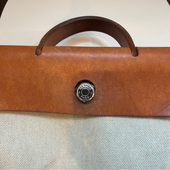 Hermes Herbag Backpack 2 Bags in 1 Beige Canvas and Leather - Picture 9 of 15